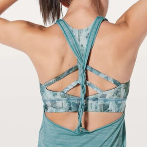 Lululemon sz Twist & Toil Tank Heathered Teal Blue / Sun Dazed Multi Blue
